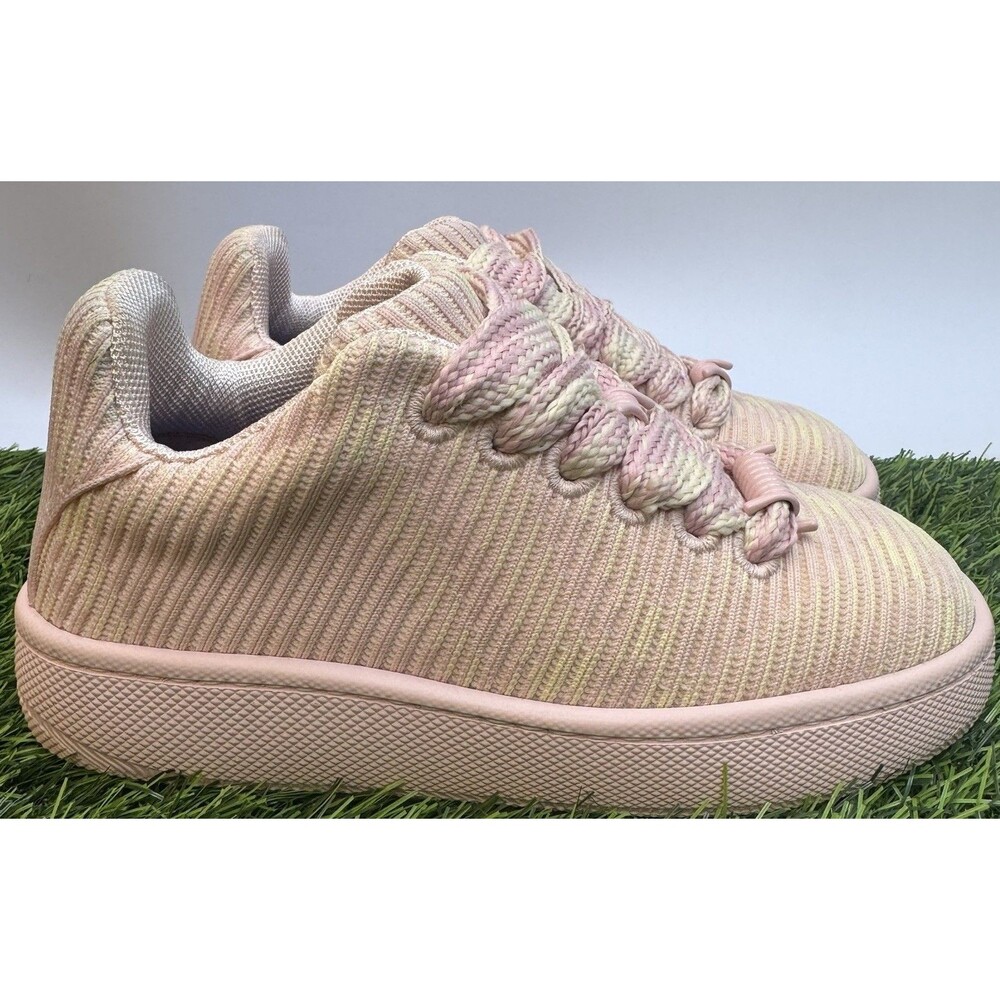 Burberry Pink Check Knit Sneakers Womens 6.5 US 36.5 EU Luxury Shoes - Picture 7 of 14